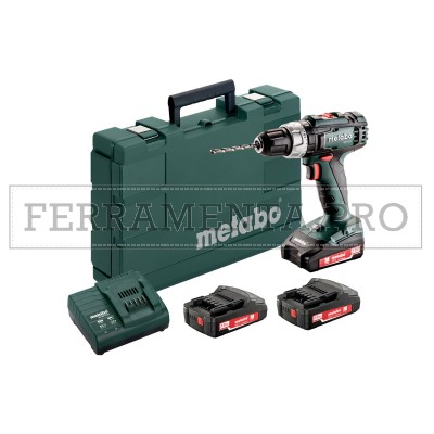 METABO SB 18 L SET TRAPANO AVVITATORE A PERCUSSIONE + 3 BATTERIE Li POWER 2.0 Ah