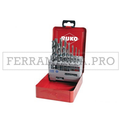 RUKO Set maschi a macchina MB DIN 371-376 HSS Lucidi per fori passanti con punte di preforo